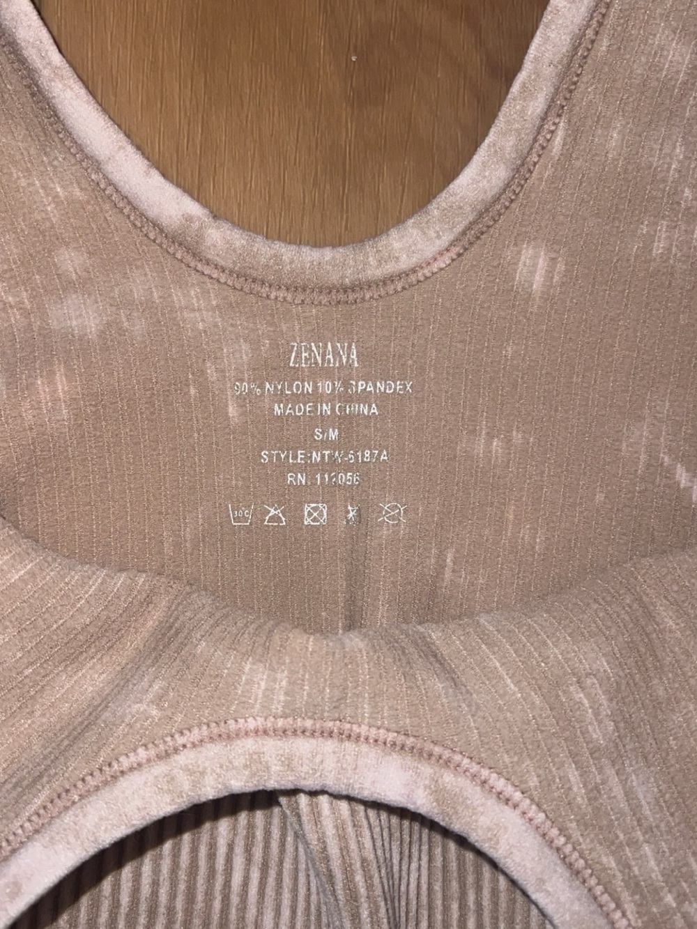 Zenana - Cropped Ribbed V-Neck Tank Top - Tan - Picture 2 of 5